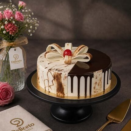 Chocolate Vanilla Half & Half Cake