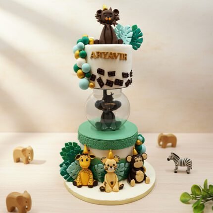 Safari-themed birthday cake