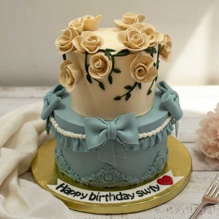 Vintage Floral Ribbon Cake