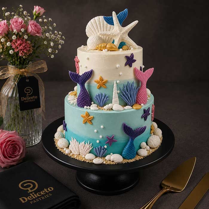 Mermaid 2 tier themed cake.jpg