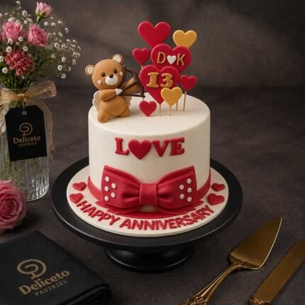 Romantic Cupid Teddy Bear Theme Cake