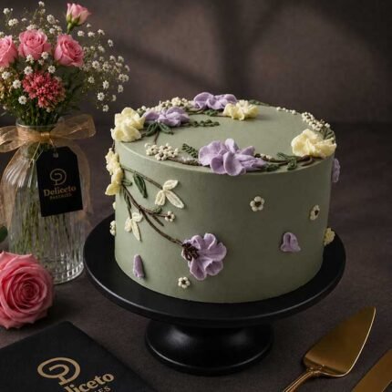 Sage Green Floral Cake