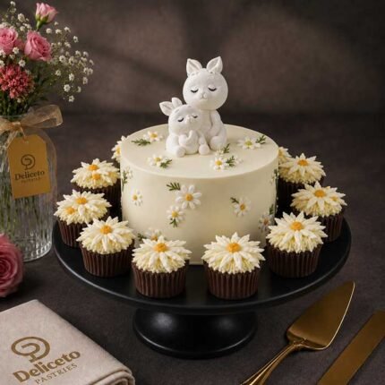 Bunny And Daisy Themed Cake