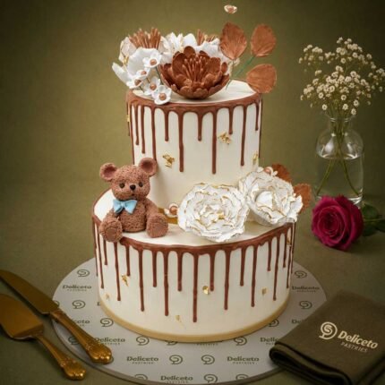 Floral Chocolate Drip Design Cake