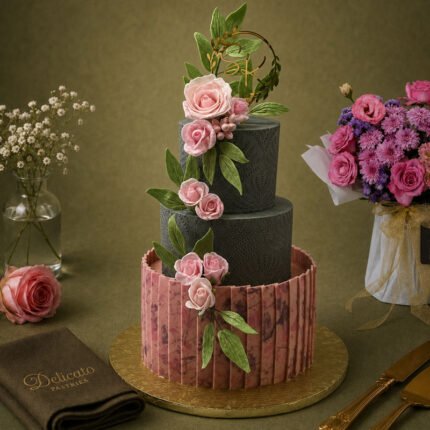 Three Tier Floral Wedding Cake
