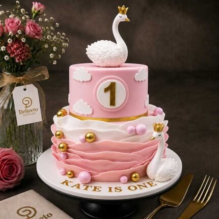 Pretty swans themed cake