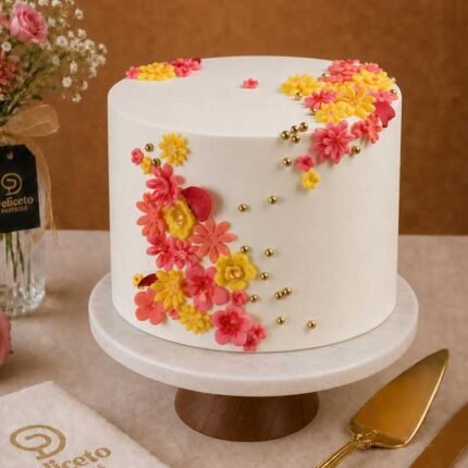 Vibrant Floral themed Wedding Cake