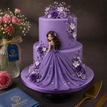 Purple Doll Dress Design Themed Cake