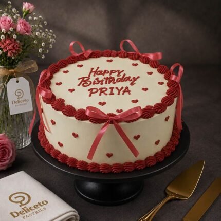 Romantic Red And White Theme Cake